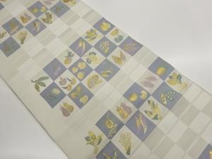 市松に野菜模様織出し名古屋帯